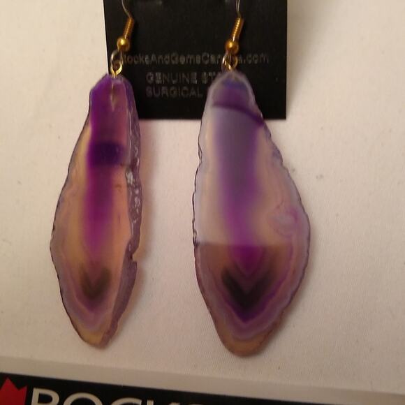 Vintage Rocks and gem from Canada pierced earrings - Picture 2 of 5